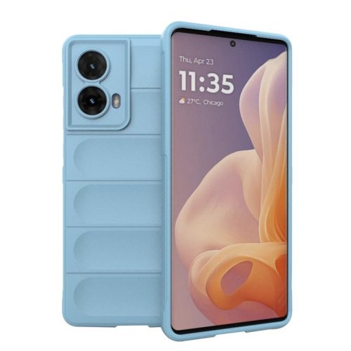 Husa Motorola Moto G85, Wave Silicone, protectie camera, catifea in interior, sky blue