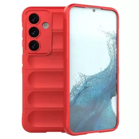   Husa Samsung Galaxy S24 FE, Wave Silicone, protectie camera, catifea in interior, pure red
