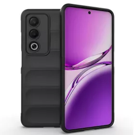   Husa Oppo A80, Wave Silicone, protectie camera, catifea in interior, night black