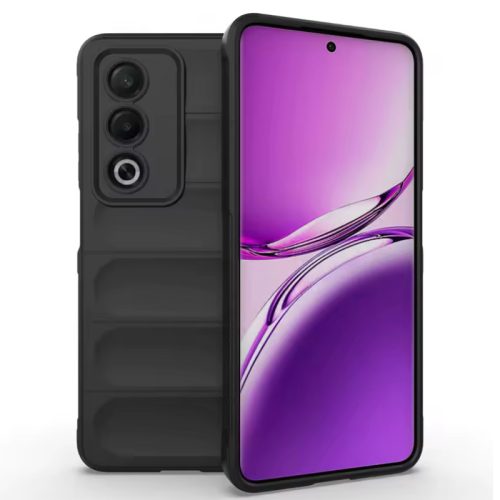 Husa Oppo A80, Wave Silicone, protectie camera, catifea in interior, night black