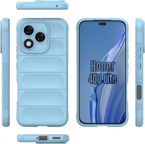 Husa Honor 400 Lite, Wave Silicone, protectie camera, catifea in interior, baby blue