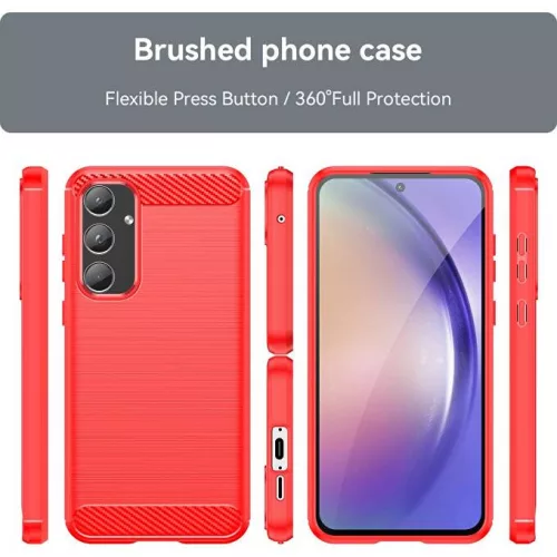 Husa Samsung Galaxy A15, Carbon Stripe, 2 mm, rosie