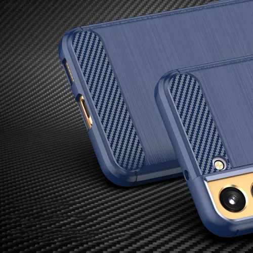 Husa protectie Samsung Galaxy S23, Carbon Stripe, TPU flexibil 2 mm, albastra