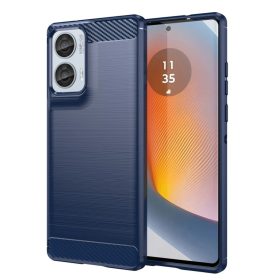 Husa Motorola Moto G04, Carbon Stripe, 2 mm, albastra
