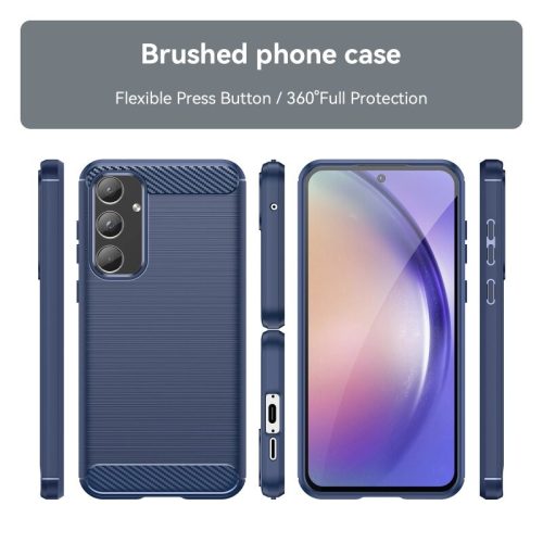 Husa Motorola Moto G04, Carbon Stripe, 2 mm, albastra