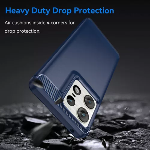 Husa protectie Motorola Edge 50 Pro, Carbon Stripe, 2 mm, albastra