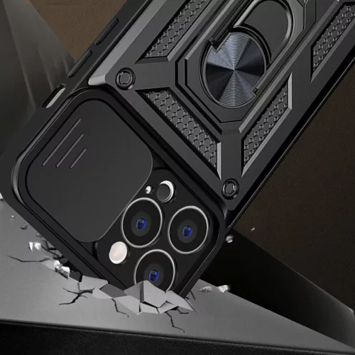 Husa Apple iPhone 16, Camshield Armor, inel sustinere, protectie camera, argintie