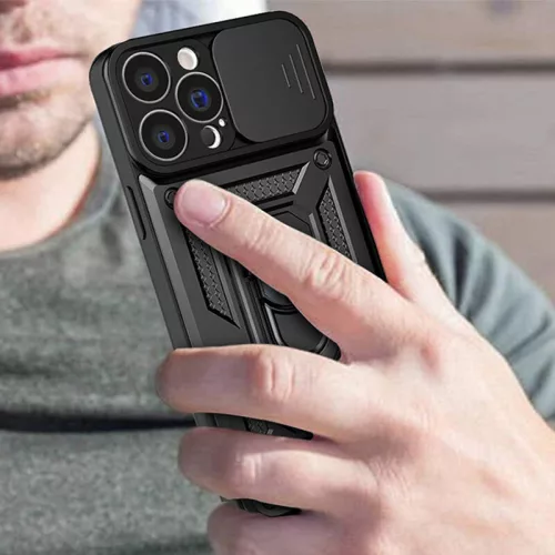 Husa Apple iPhone 16, Camshield Armor, inel sustinere, protectie camera, albastra
