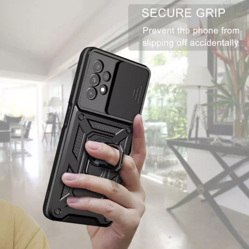 Husa Samsung Galaxy S24 Plus (S24+), Camshield Armor, inel sustinere, protectie camera, neagra