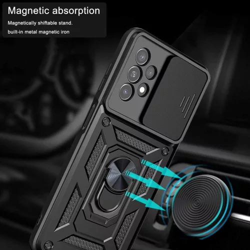 Husa Samsung Galaxy A25 5G, Camshield Armor, inel sustinere, protectie camera, neagra