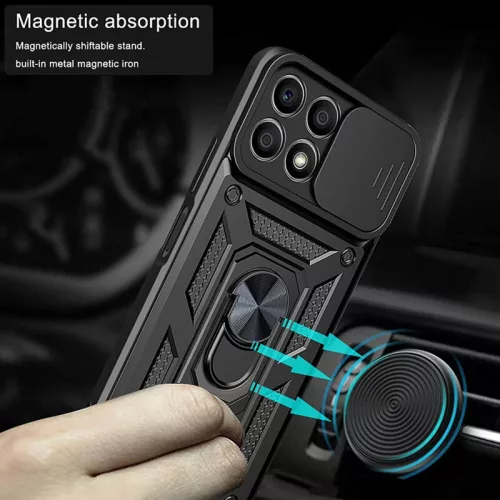 Husa protectie Oppo A80 5G, Camshield Armor, inel sustinere, protectie camera, aurie
