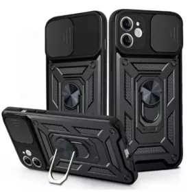   Husa Xiaomi Redmi Note 14 Pro 5G, Camshield Armor, inel sustinere, protectie camera, negru