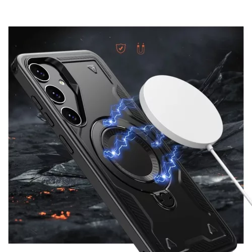 Husa Samsung Galaxy A16, Hybrid Armor MagRing, inel rotativ, rosie