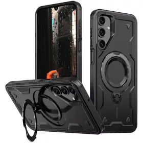   Husa Samsung Galaxy S24 FE, Hybrid Armor MagRing, inel rotativ, neagra