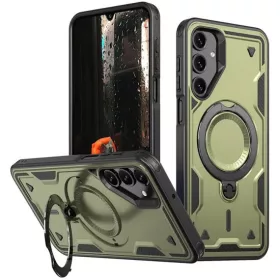   Husa Samsung Galaxy S24 FE, Hybrid Armor MagRing, inel rotativ, verde maslina