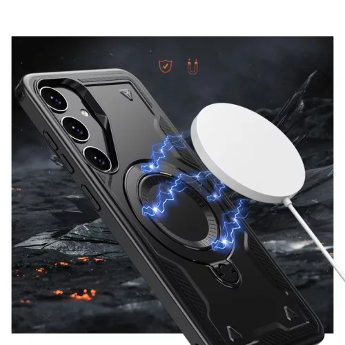 Husa Samsung Galaxy S25 Plus / S24 Plus, Hybrid Armor MagRing, inel rotativ, neagra