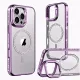 Husa Apple iPhone 14, Crystal Magsafe Electroplating TPU, functie stand, margini mov