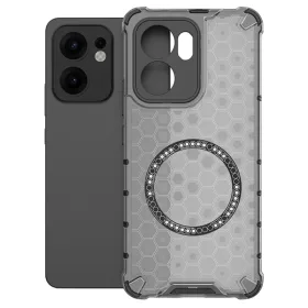   Husa protectie Oppo Reno13 F, Honeycomb Magsafe, colturi ranforsate, gri