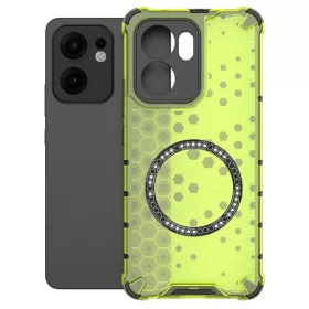   Husa protectie Oppo Reno13 F, Honeycomb Magsafe, colturi ranforsate, verde