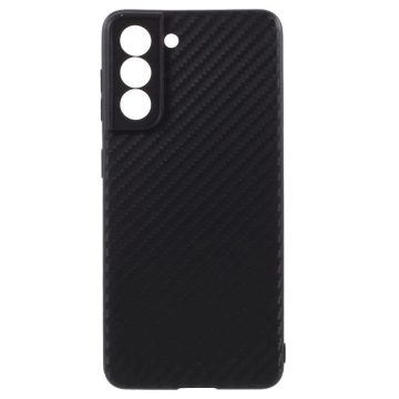   Husa Samsung Galaxy S21, Carbon Case, TPU moale cu aspect carbon, neagra