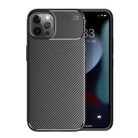   Husa Carbon Fiber pentru Apple iPhone 12 Pro Max, aspect carbon, neagra