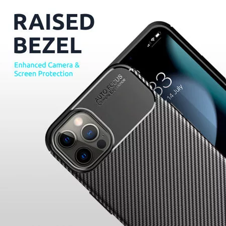 Husa Carbon Fiber pentru Apple iPhone 12 Pro Max, aspect carbon, neagra