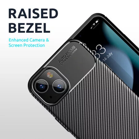 Husa Carbon Fiber pentru Apple iPhone 13, aspect carbon, neagra