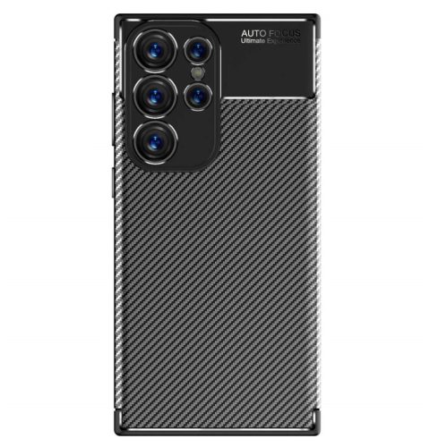 Husa Samsung Galaxy S23 Ultra, Carbon Fiber, textura cu aspect carbon, neagra