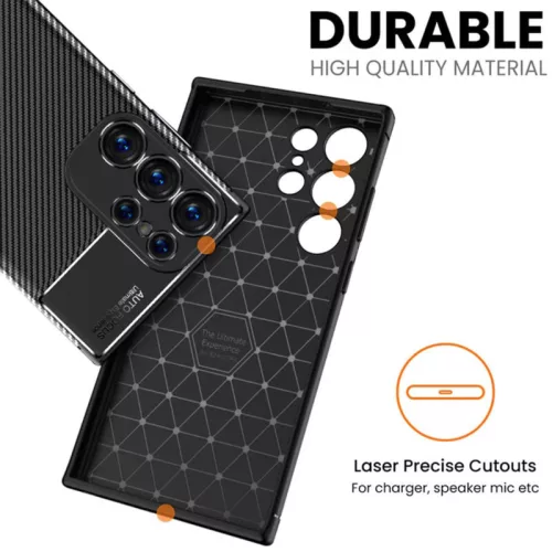 Husa Samsung Galaxy S24 Ultra, Carbon Fiber, aspect carbon, neagra