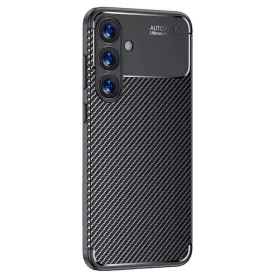   Husa Carbon Fiber pentru Samsung Galaxy S24 FE, aspect carbon, neagra