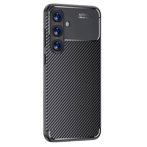 Husa Carbon Fiber pentru Samsung Galaxy S25 Plus, aspect carbon, neagra