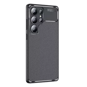   Husa Samsung Galaxy S25 Ultra, Carbon Fiber, aspect carbon, neagra