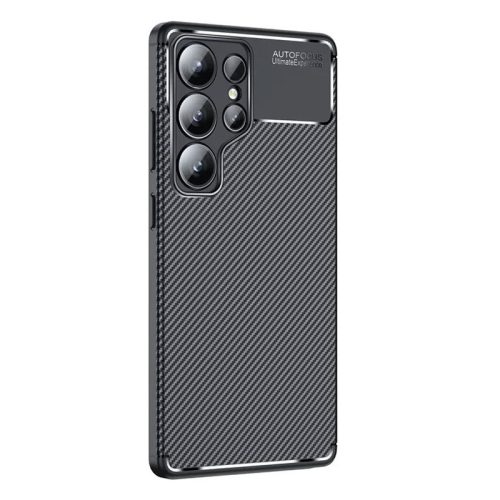 Husa Samsung Galaxy S25 Ultra, Carbon Fiber, aspect carbon, neagra