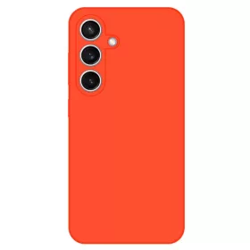   Husa Samsung Galaxy A56, Luxury Silicone, protectie camera, catifea in interior, portocaliu neon