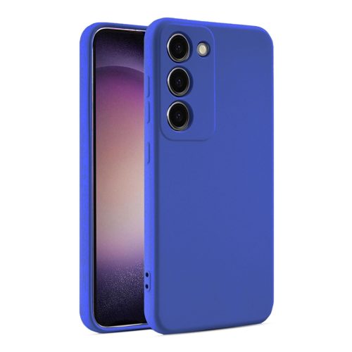 Husa Samsung Galaxy A56, Luxury Silicone, protectie camera, catifea in interior, albastra