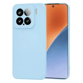   Husa protectie Xiaomi 15, Luxury Silicone, protectie camera, catifea in interior, albastru deschis