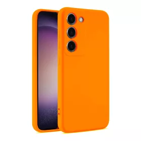   Husa Samsung Galaxy S25, Luxury Silicone, protectie camera, catifea in interior, portocalie