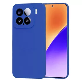   Husa protectie Xiaomi 15, Luxury Silicone, protectie camera, catifea in interior, navy blue