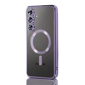   Husa Samsung Galaxy S25, Electroplating Magsafe TPU, protectie camera, margini mov