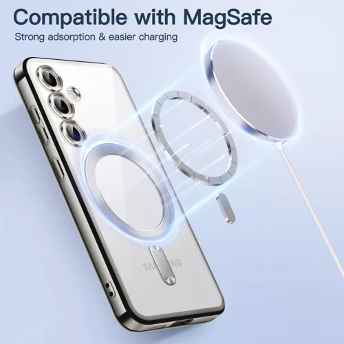 Husa Samsung Galaxy S25, Electroplating Magsafe TPU, protectie camera, margini mov