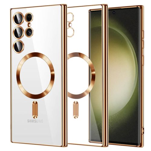 Husa Samsung Galaxy S25 Ultra, Electroplating Magsafe TPU, protectie camera, margini aurii