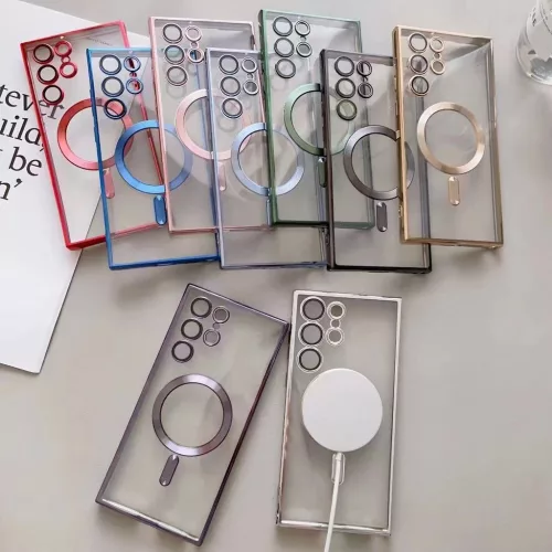 Husa Samsung Galaxy S25 Ultra, Electroplating Magsafe TPU, protectie camera, margini aurii