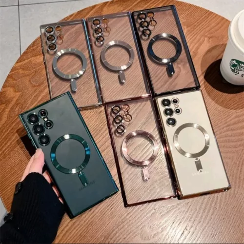 Husa Samsung Galaxy S25 Ultra, Electroplating Magsafe TPU, protectie camera, margini mov lila