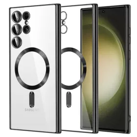  Husa Samsung Galaxy S25 Ultra, Electroplating Magsafe TPU, protectie camera, margini negre