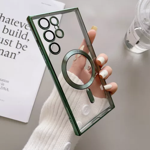 Husa Samsung Galaxy S25 Ultra, Electroplating Magsafe TPU, protectie camera, margini negre