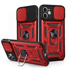   Husa Samsung S25 Plus, Camshield Armor, inel sustinere, protectie camera, rosie