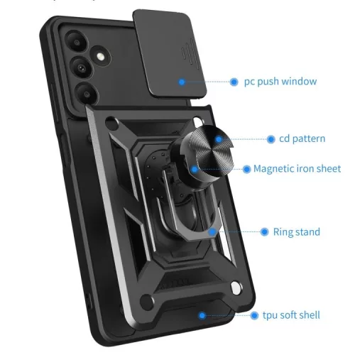 Husa Samsung Galaxy A26, Camshield Armor, inel sustinere, protectie camera, rosie