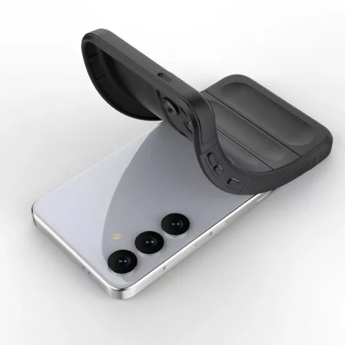 Husa Samsung Galaxy S25 Ultra, Wave Silicone, protectie camera, catifea in interior, night black