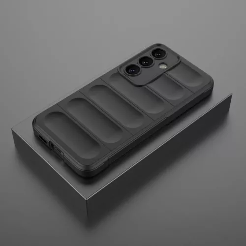 Husa Samsung Galaxy S25 Ultra, Wave Silicone, protectie camera, catifea in interior, night black