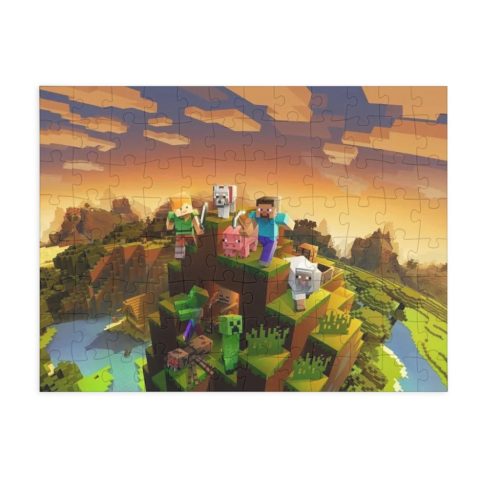 Puzzle 80 piese, 20 x 15 cm, personaje Minecraft, model 1